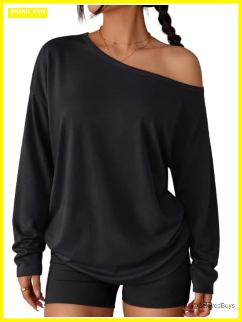 Womens Off The Shoulder Oversized Top Long Sleeve One Shoulder Casual
